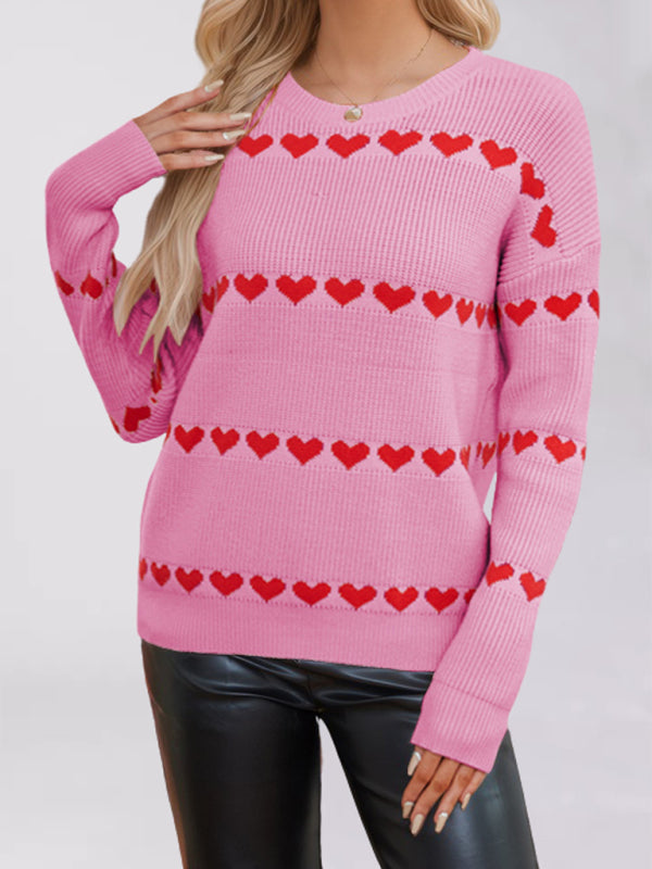 Sweaters - Casual Heart Pattern Sweater Jumper – Love in Style