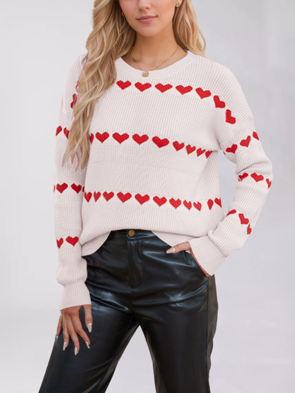 Sweaters - Casual Heart Pattern Sweater Jumper – Love in Style