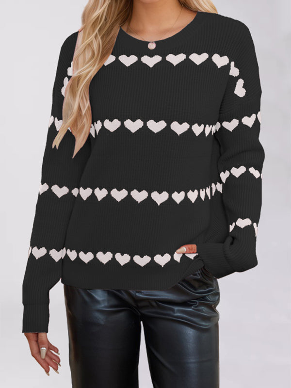 Sweaters - Casual Heart Pattern Sweater Jumper – Love in Style