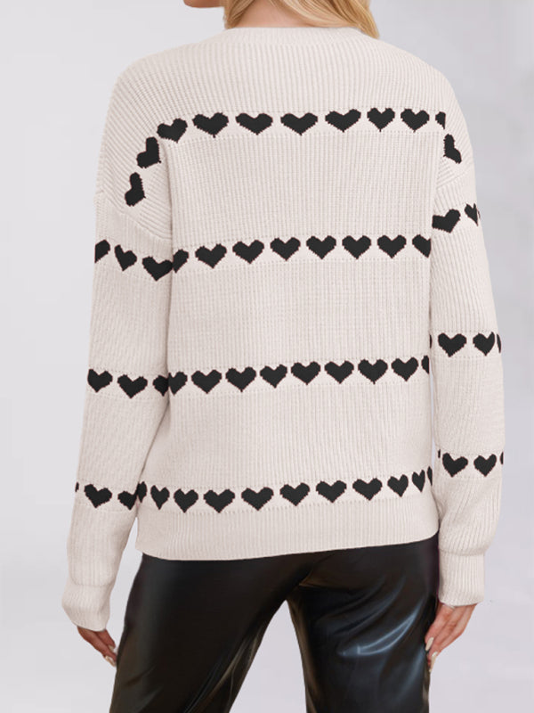Sweaters - Casual Heart Pattern Sweater Jumper – Love in Style