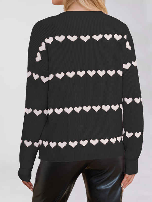 Sweaters - Casual Heart Pattern Sweater Jumper – Love in Style