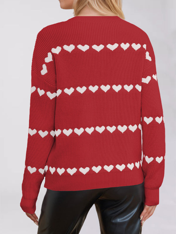 Sweaters - Casual Heart Pattern Sweater Jumper – Love in Style