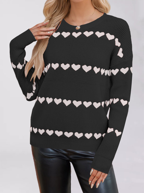 Sweaters - Casual Heart Pattern Sweater Jumper – Love in Style