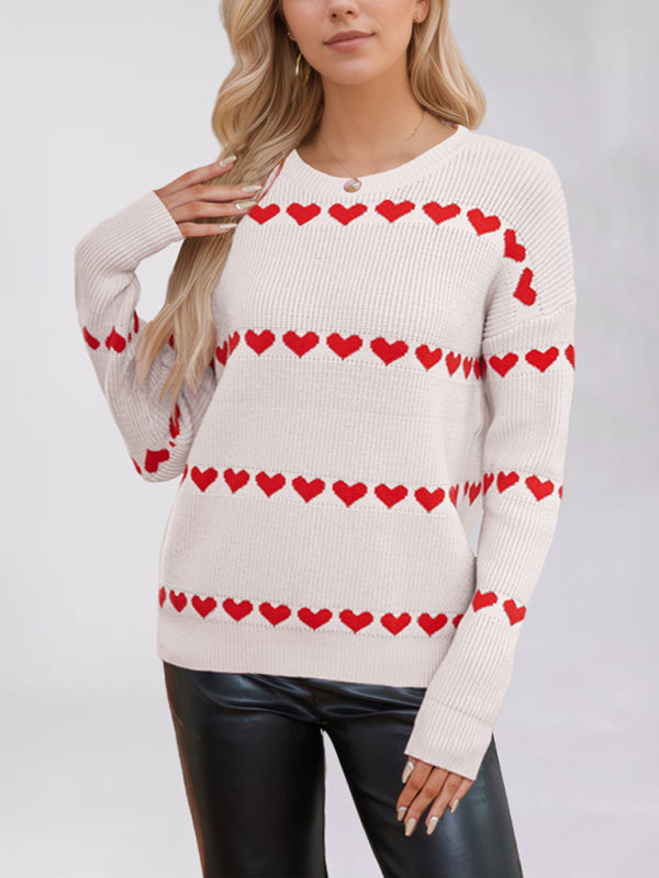 Sweaters - Casual Heart Pattern Sweater Jumper – Love in Style