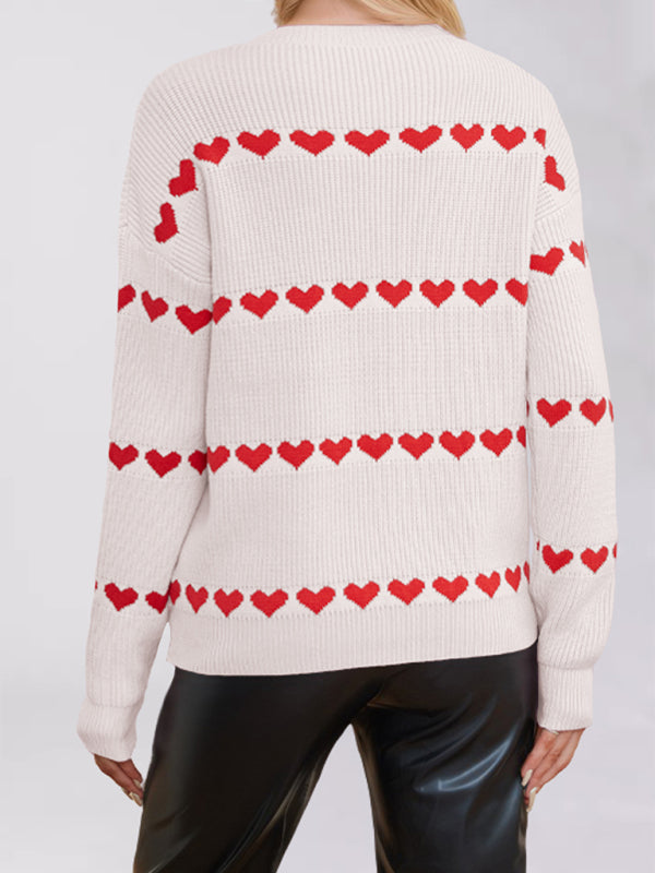 Sweaters - Casual Heart Pattern Sweater Jumper – Love in Style