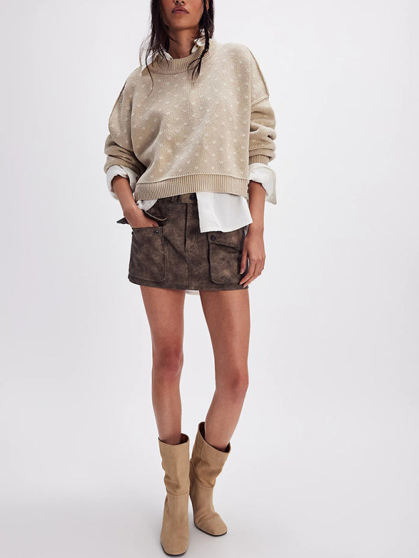 Sweaters - Casual Knit Oversized Sweater - Soft and Stylish