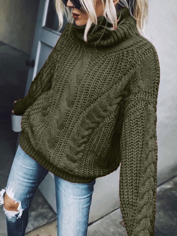 Sweaters - Casual Knitwear Mohair Turtleneck Sweater for Women