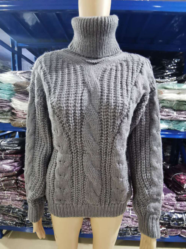 Sweaters - Casual Knitwear Mohair Turtleneck Sweater for Women