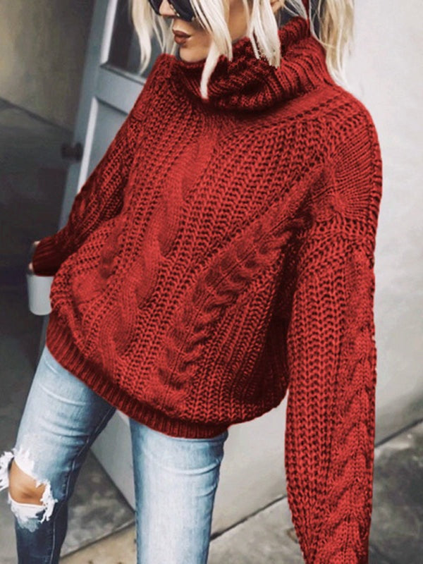 Sweaters - Casual Knitwear Mohair Turtleneck Sweater for Women