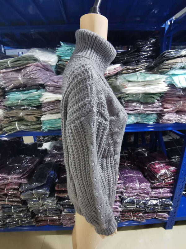 Sweaters - Casual Knitwear Mohair Turtleneck Sweater for Women