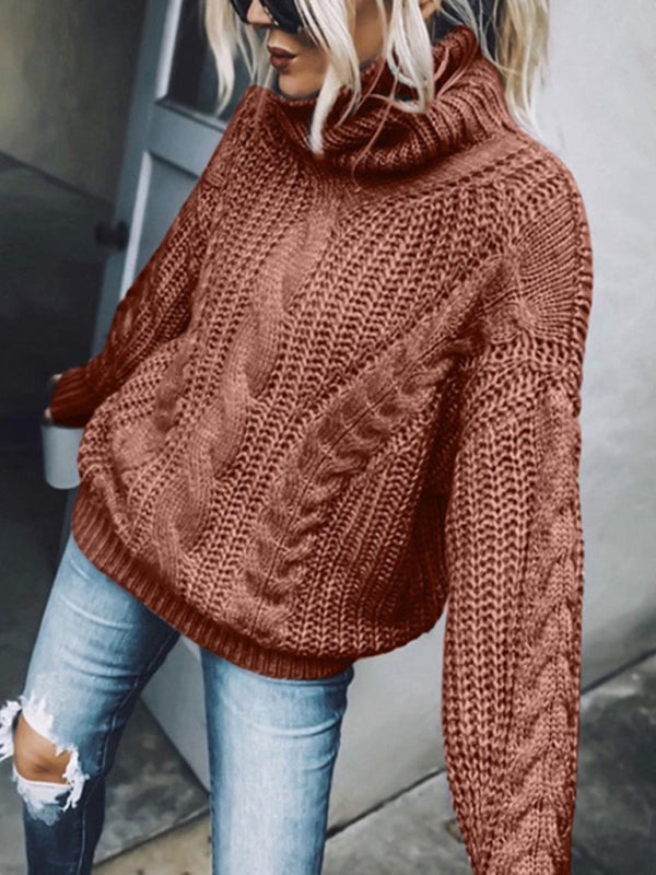 Sweaters - Casual Knitwear Mohair Turtleneck Sweater for Women