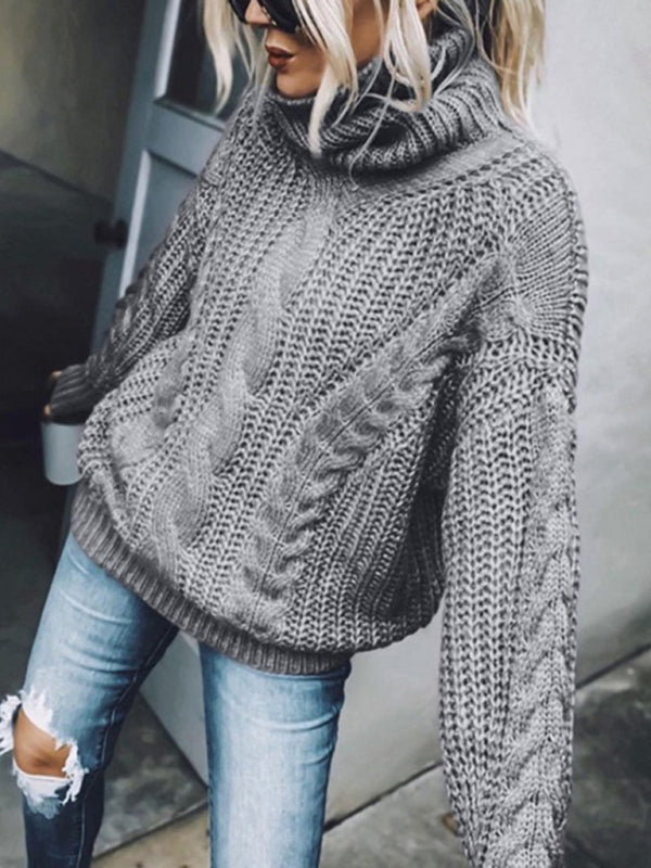 Sweaters - Casual Knitwear Mohair Turtleneck Sweater for Women