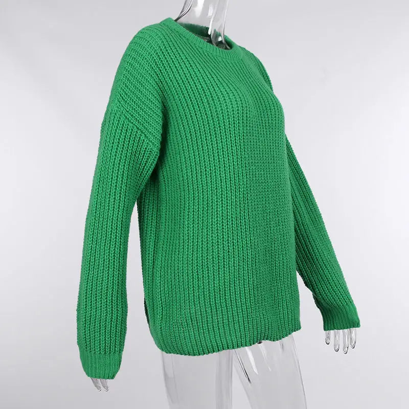 Sweaters - Crew Neck Loose Sweater for Chill Days