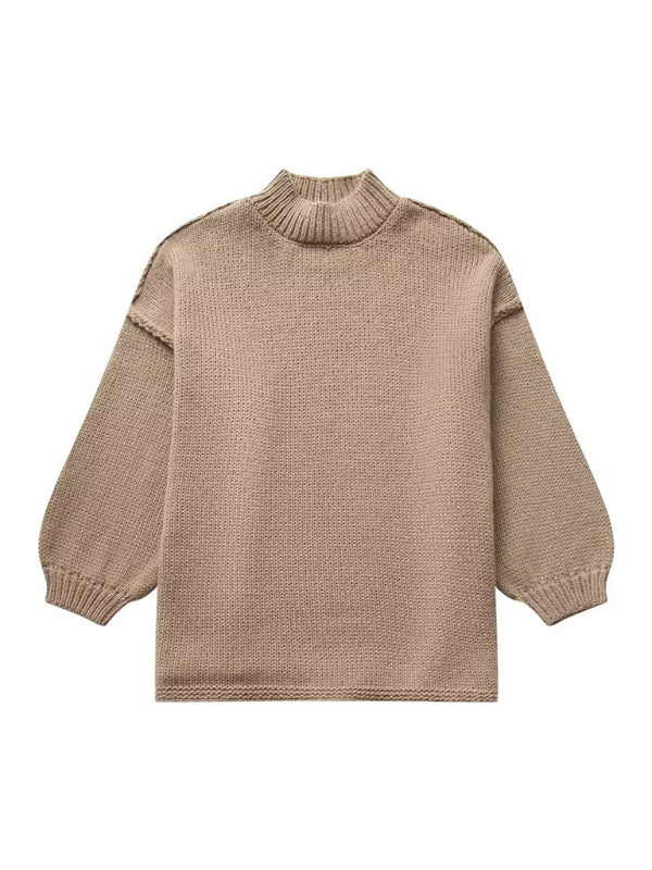 Sweaters - Exposed Seam Sweater Knit Oversized Jumper