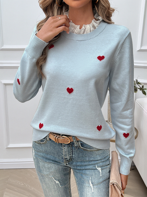 Heartfelt Jumper Comfy Green Sweater for Women