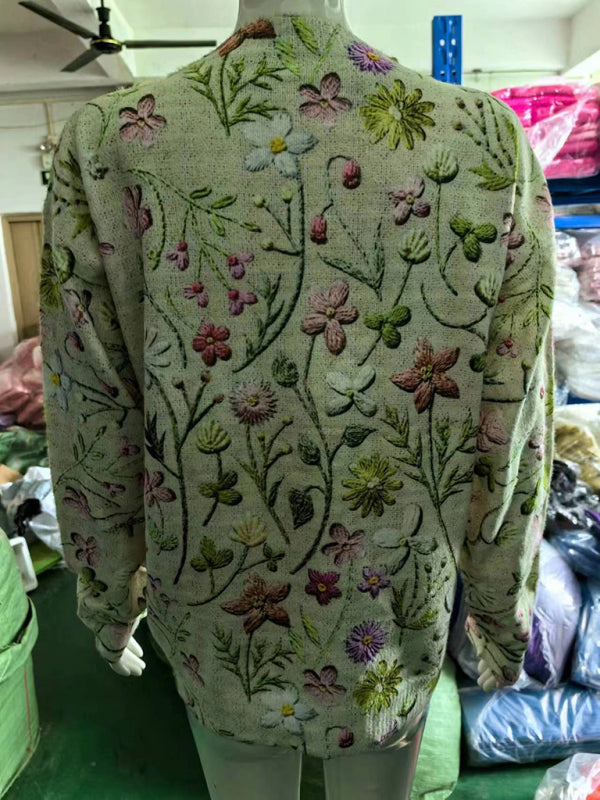 Sweaters - Multi-Color Knit Jumpers Artistic Print Sweaters for Everyday