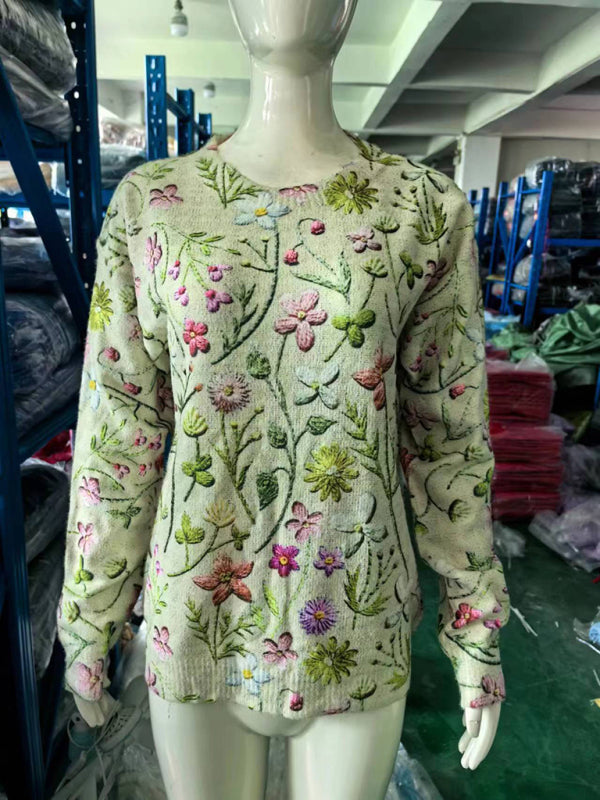 Sweaters - Multi-Color Knit Jumpers Artistic Print Sweaters for Everyday