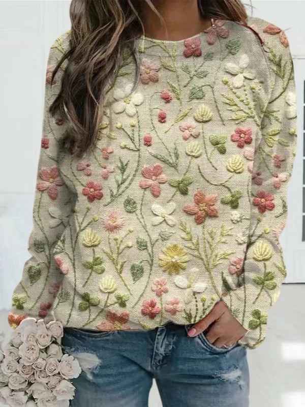 Sweaters - Multi-Color Knit Jumpers Artistic Print Sweaters for Everyday