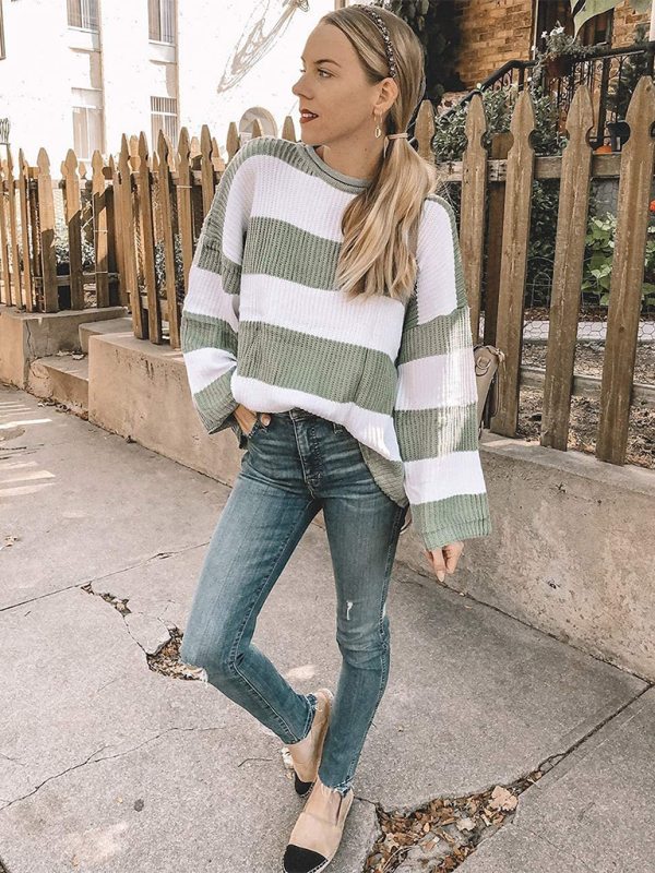 Sweaters - Red & White Striped Sweater Oversized Jumper