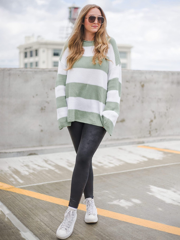 Sweaters - Red & White Striped Sweater Oversized Jumper