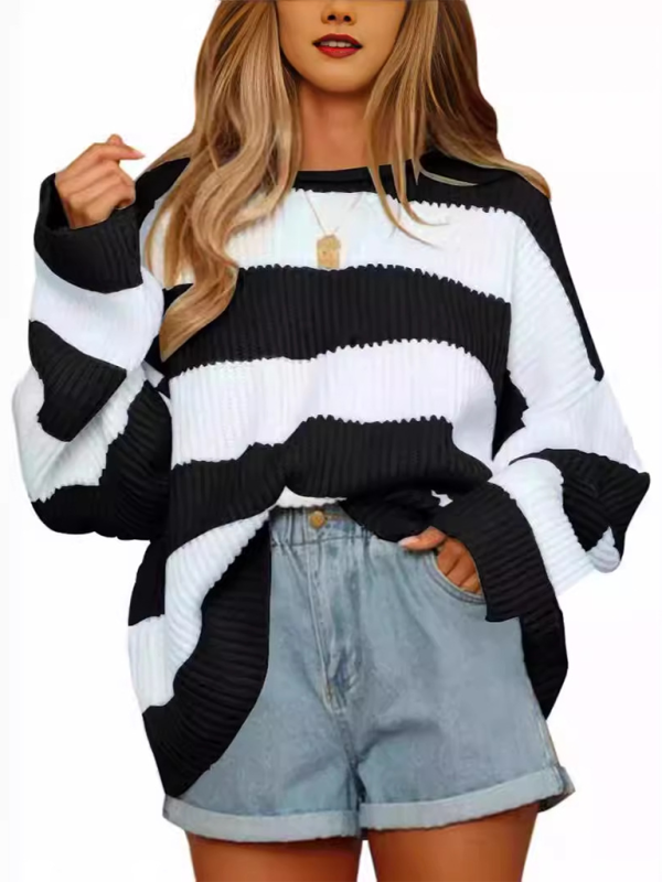 Sweaters - Red & White Striped Sweater Oversized Jumper