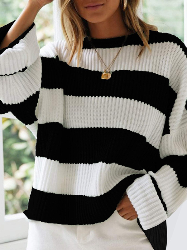 Sweaters - Red & White Striped Sweater Oversized Jumper