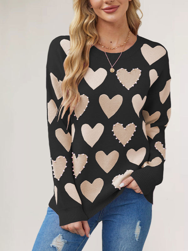 Sweaters - Valentine's Heart Sweater with Pearl Accents