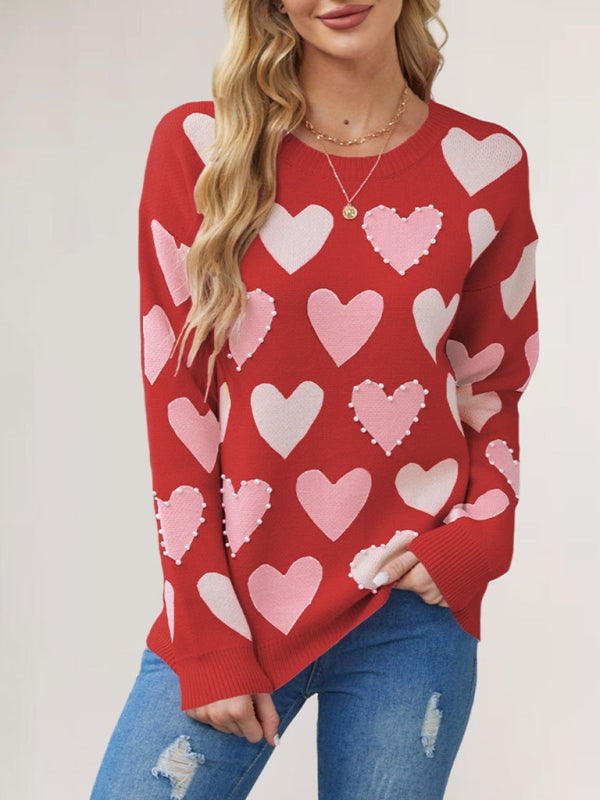 Sweaters - Valentine's Heart Sweater with Pearl Accents