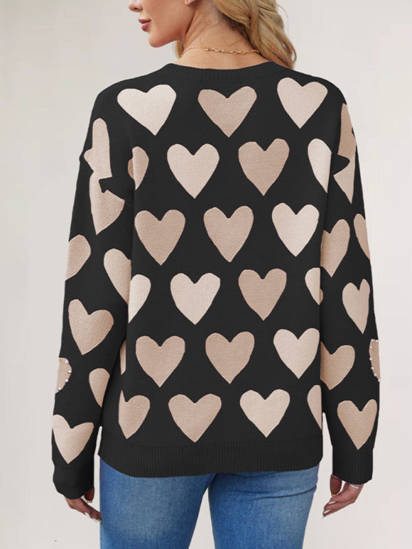 Sweaters - Valentine's Heart Sweater with Pearl Accents