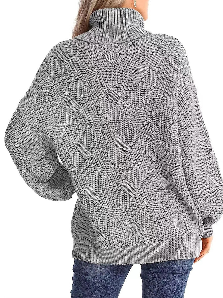 Sweaters- Winter Chunky Knit Cozy Turtleneck Sweater Jumper- - Pekosa Women Clothing