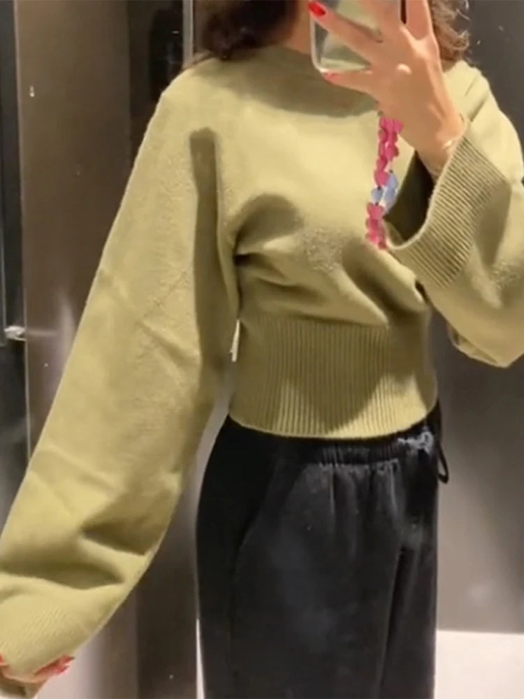 Sweaters - Casual Flared Sleeve Knit Sweater