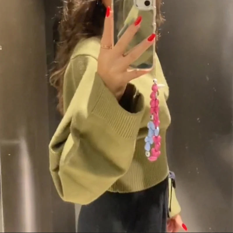 Sweaters - Casual Flared Sleeve Knit Sweater