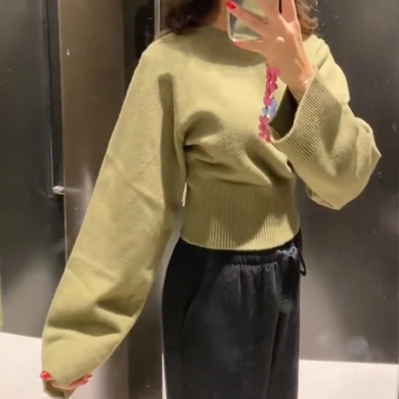 Sweaters - Casual Flared Sleeve Knit Sweater