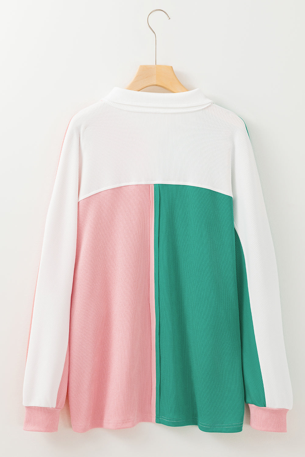 Sweatshirts & Hoodies - Colorblock Oversized Sweatshirt Ribbed Top