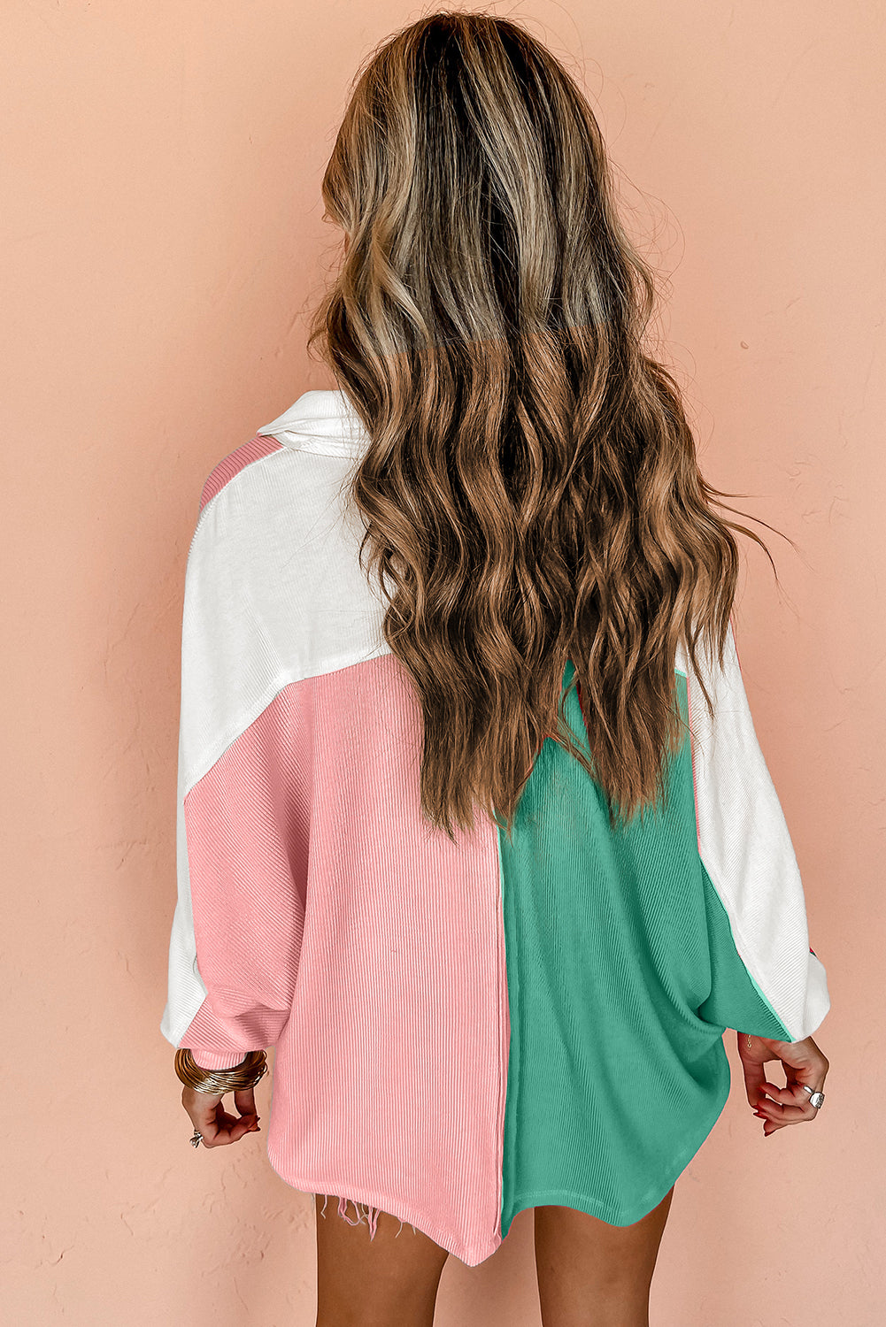 Sweatshirts & Hoodies - Colorblock Oversized Sweatshirt Ribbed Top