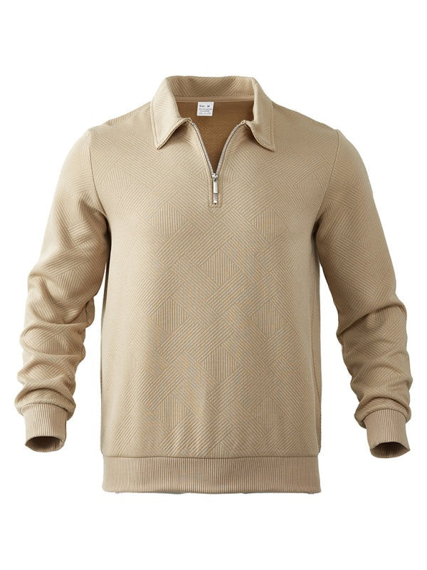 Sweatshirts - Men's Textured Chevron Zip-Up Pullover