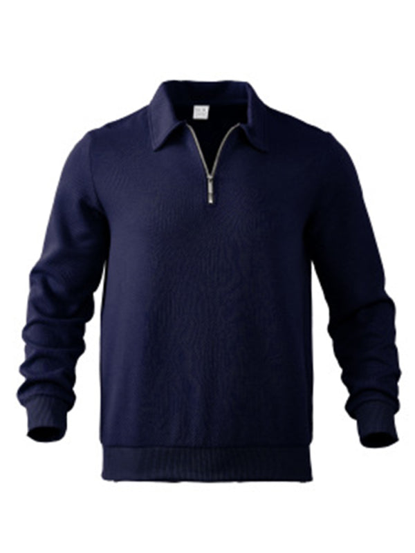 Sweatshirts - Men's Textured Chevron Zip-Up Pullover
