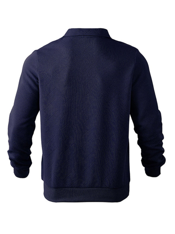 Sweatshirts - Men's Textured Chevron Zip-Up Pullover