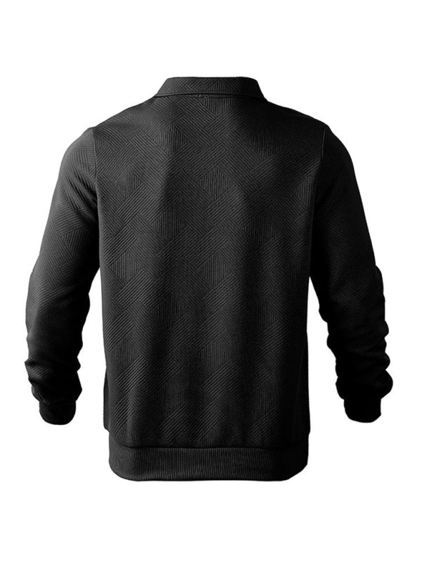 Sweatshirts - Men's Textured Chevron Zip-Up Pullover