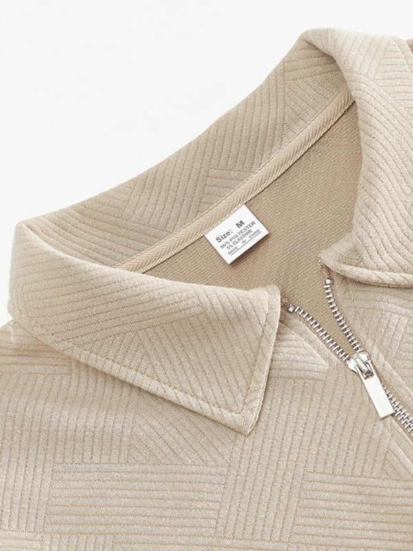 Sweatshirts - Men's Textured Chevron Zip-Up Pullover