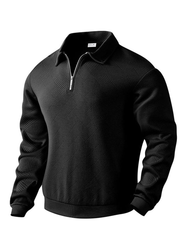 Sweatshirts - Men's Textured Chevron Zip-Up Pullover