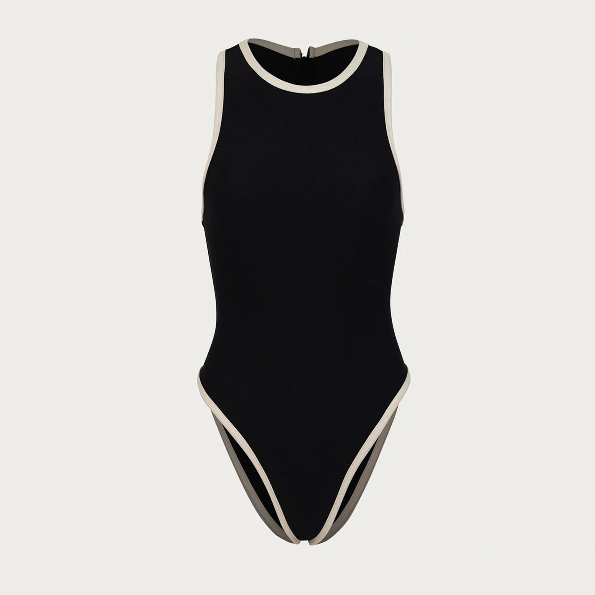 Swimsuits - Sporty Contrast Piping Monokini for Trendy Beach Outings