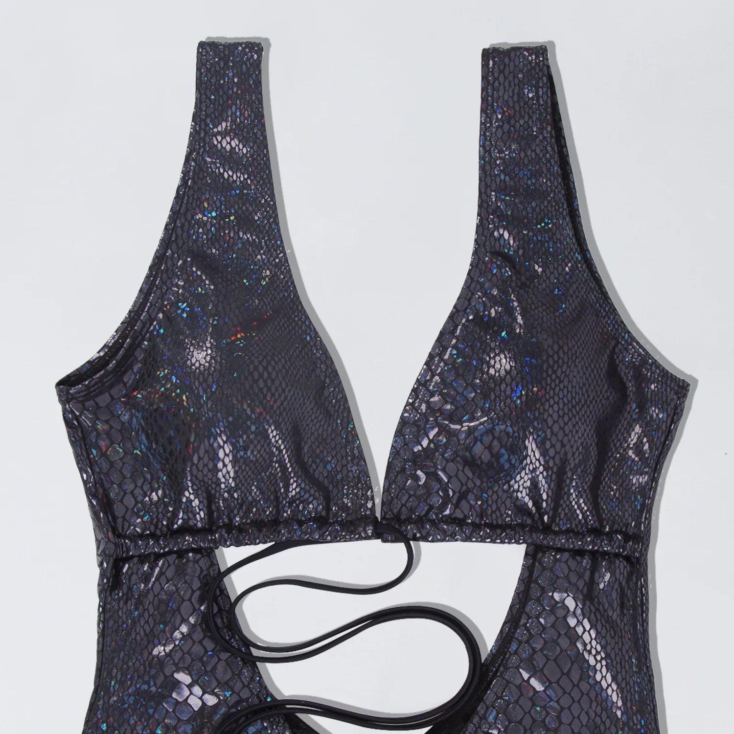 Swimwear - Glossy Snake Skin One Piece Swimwear for Poolside Glamour