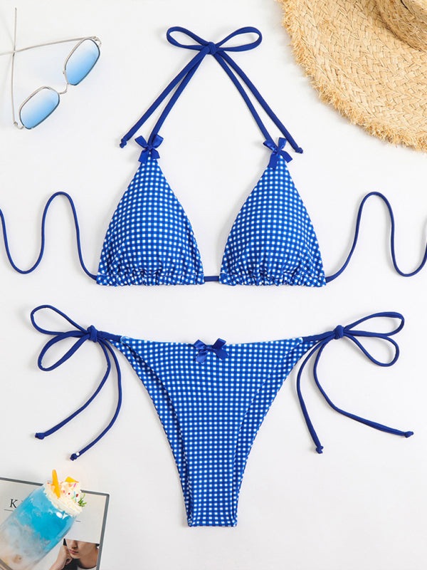 Swimwear - Plaid Gingham String Bikini 2 Piece Swimwear