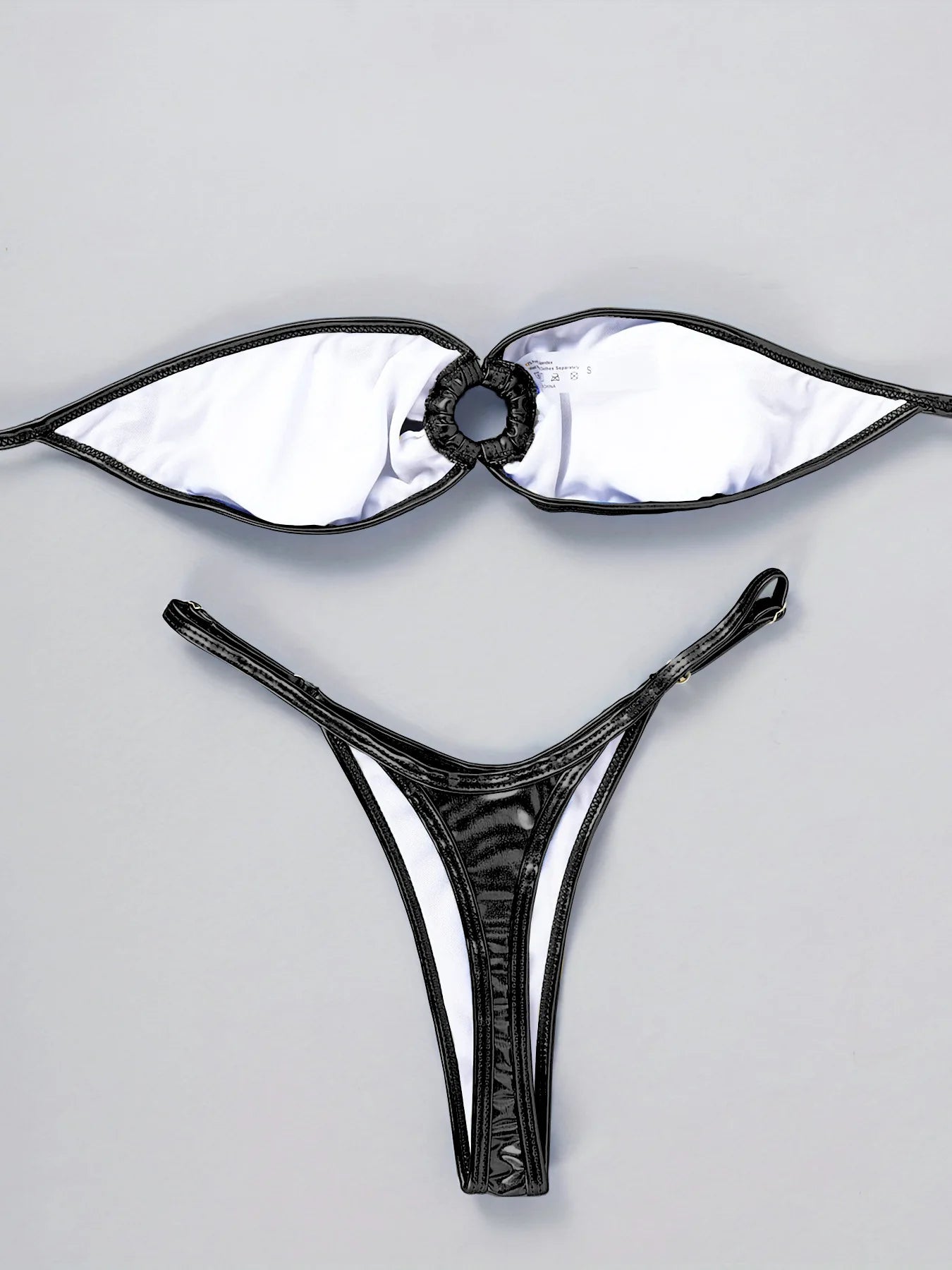 Swimwear - Sparkle Metallic Bikini Set Bandeau Bra and Brazilian Bottoms