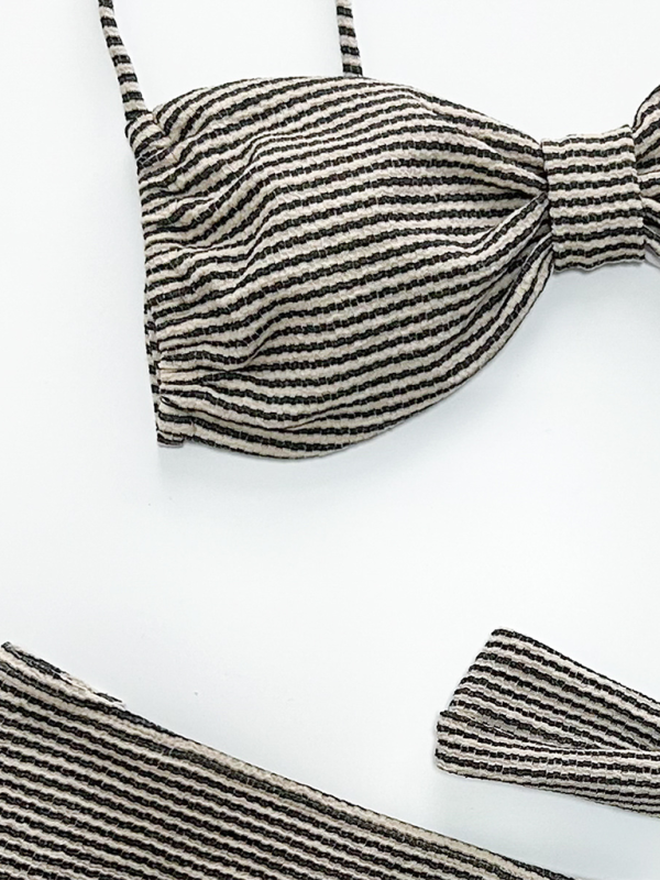 Ultra-Chic Striped Bikini Skirt Set