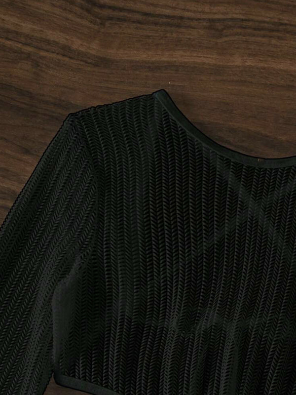 Swimwear- Women's 3-Piece String Swimsuit - Bikini & Triangle Bra & Beachy Mesh Cover-Up- - Pekosa Women Fashion