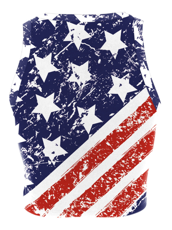 Tank Tops- Women's Crop Tank Top in American Flag Print- - Pekosa Women Fashion