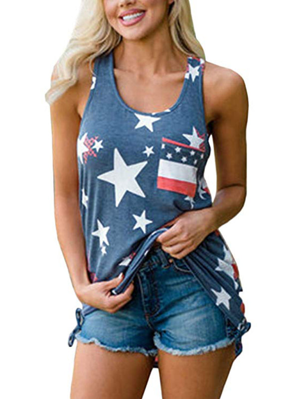 Tank Tops- Women's Sleeveless USA Flag Top- - Pekosa Women Fashion