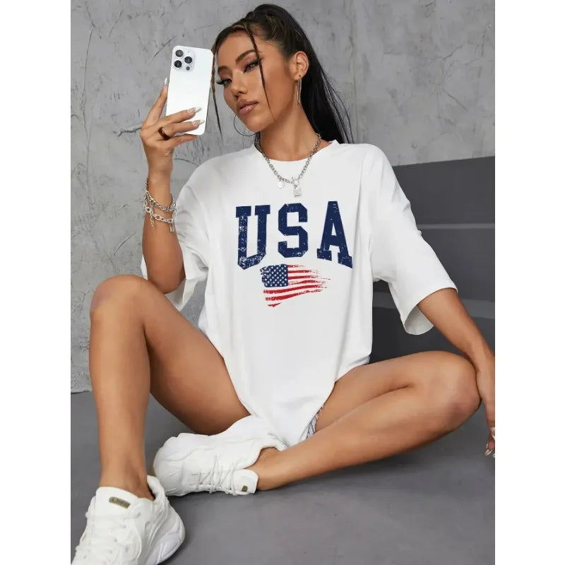 Tees- Women USA Tee for Independence Day- - Chuzko Women Clothing